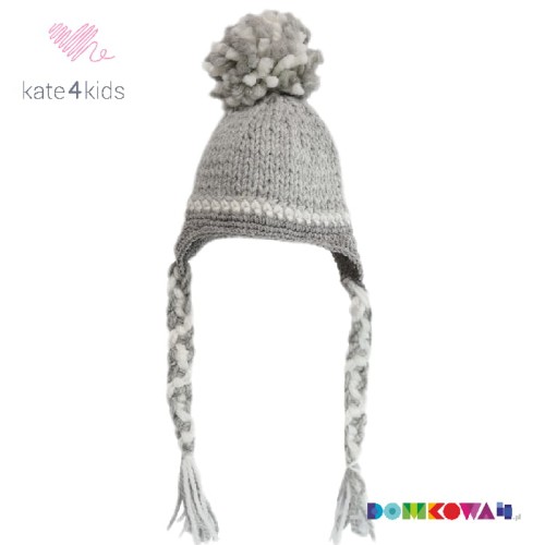 Ubranko Kate4Kids- Czapka szara z pomponem