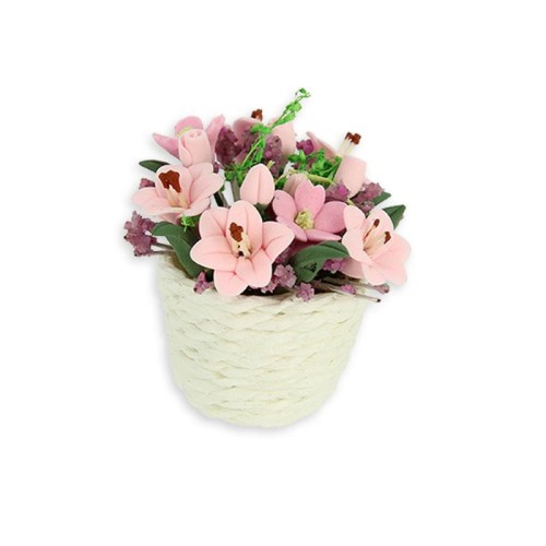 Miniaturowy kwiat w plecionej donicy       CR/75988