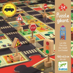 Puzzle DJECO "Ulice w Mieście" + znaki drogowe