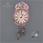 Miniaturowy zegar porcelanowy różany